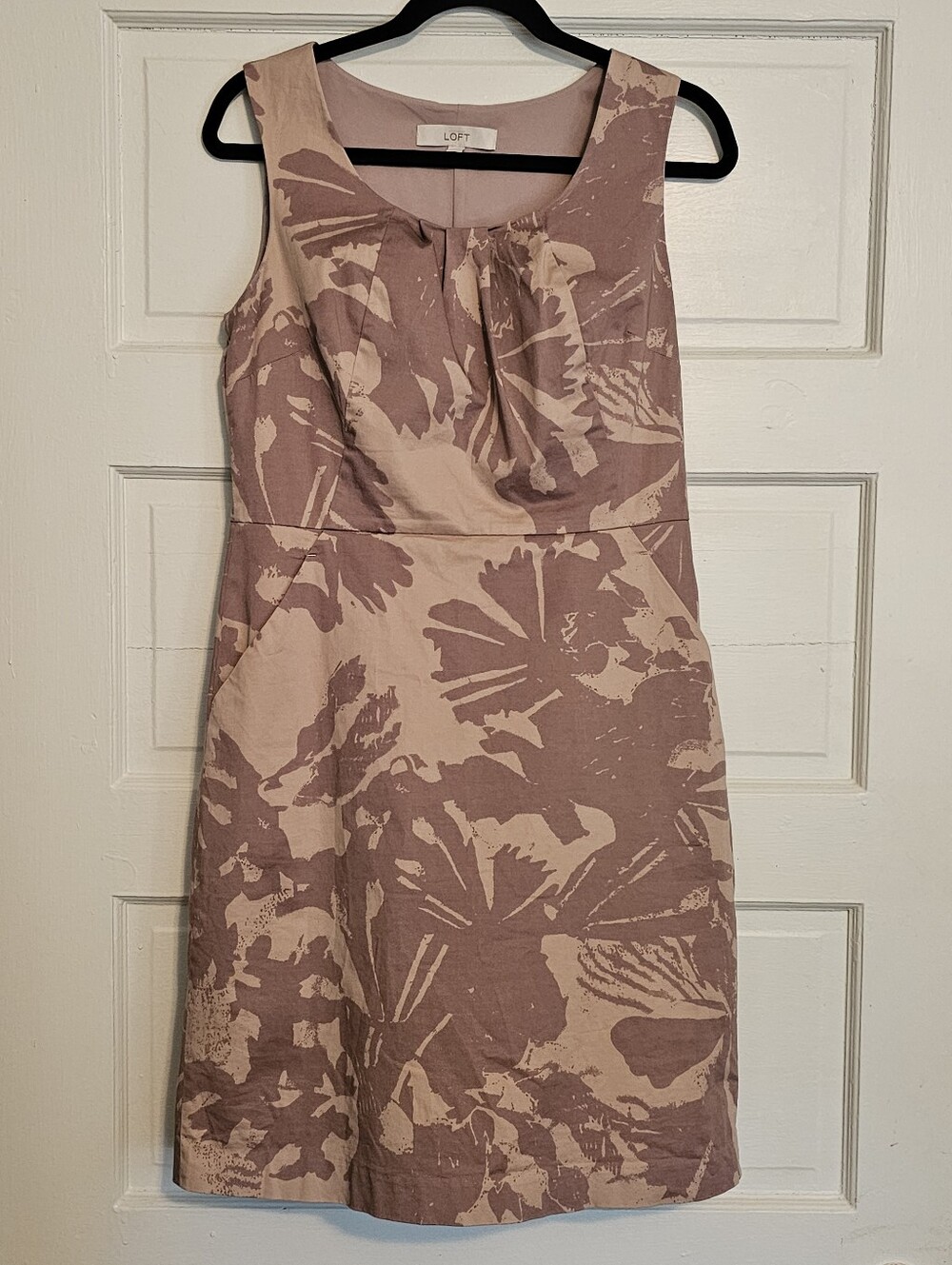LOFT Sleeveless Floral Sheath Dress in Mauve and Blush